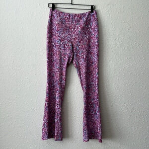 Ala Von Auersperg Elaine Stretch Knit Pants Purple Floral Size Large